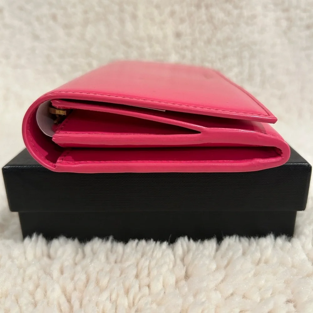 YSL Continental Leather Wallet in Pink